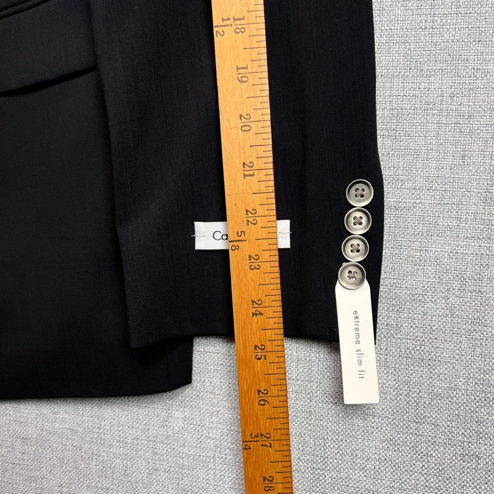 Calvin Klein Extreme Slim Fit Wool Blazer Men 42 Short Navy Preppy‎ Office NEW